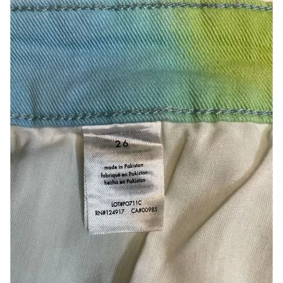 NWT Revolve WEWOREWHAT Flare Bell Short Stretch Denim~Tie‎ Dye~Retro~Boho~26 - Picture 9 of 10